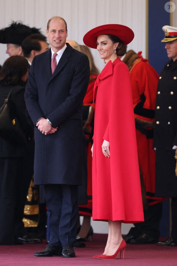 Le prince et la princesse de Galles lors de la cérémonie d'accueil du président de la Corée du Sud, Yoon Suk Yeol, et de son épouse, Kim Keon Hee, à Horse Guards Parade, dans le centre de Londres, au premier jour de la visite d'État au Royaume-Uni. Mardi 21 novembre 2023. Photo par Chris Jackson/PA Wire/ABACAPRESS.COM