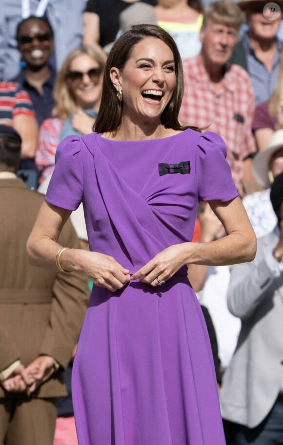 La princesse Catherine de Galles lors de la finale Hommes du tournoi de tennis de Wimbledon. Le 14 juillet 2024