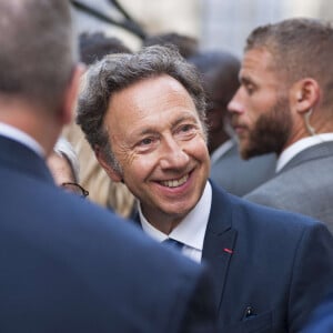 Stéphane Bern - Déplacement du président de république, Emmanuel Macron à l'occasion de la 41ème édition des journées européennes du patrimoine à Chartres, visite des ateliers de la Maison Lorin maitre verrier - Chartres le 20 septembre 2024. © Arnaud Hebert / Pool / Bestimage 