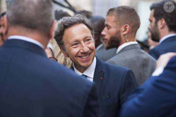 Stéphane Bern - Déplacement du président de république, Emmanuel Macron à l'occasion de la 41ème édition des journées européennes du patrimoine à Chartres, visite des ateliers de la Maison Lorin maitre verrier - Chartres le 20 septembre 2024. © Arnaud Hebert / Pool / Bestimage 