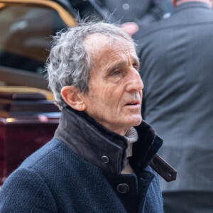 Alain Prost aux obsèques de Jean-Pierre Jabouille en l’église St Pierre, place de la Libération à Montfort l’Amaury dans le département des Yvelines, France, le 10 février 2023. © Baptiste Autissier/Panoramic/Bestimage