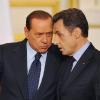 Nicolas Sarkozy et Silvio Berlusconi au Sommet franco-italien, à l'Elysée. 09/04/2010