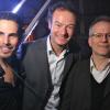 Le DJ Michaël Canitrot, le Maire adjoint du VIe David-Hervé Boutin et le directeur du Festival de Cannes Thierry Frémaux, à l'occasion de la présentation de son album So Happy in Paris ?, dans un salon de la mairie du VIe arrondissement, à Par