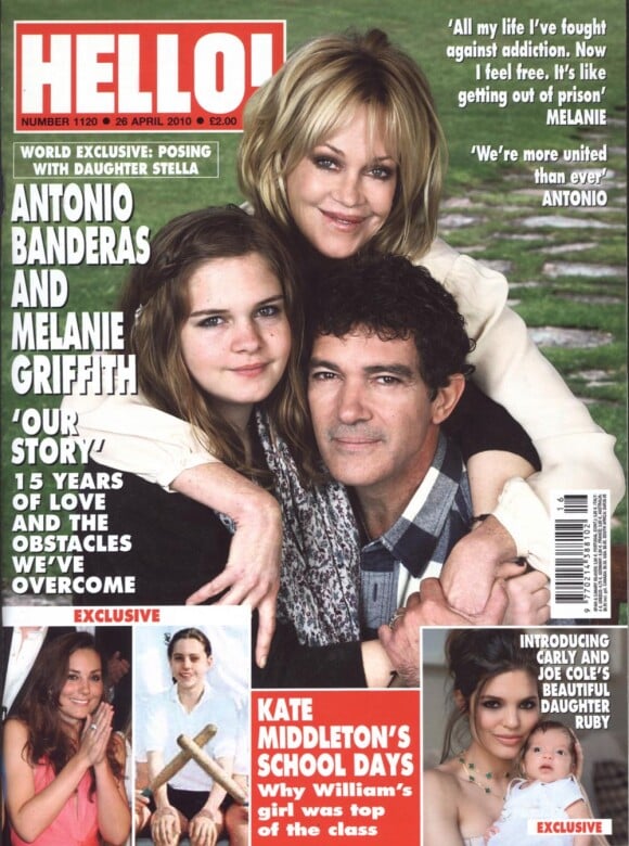 Antonio Banderas et Melanie Griffith, avec leur fille Stella, en couverture d'Hello !