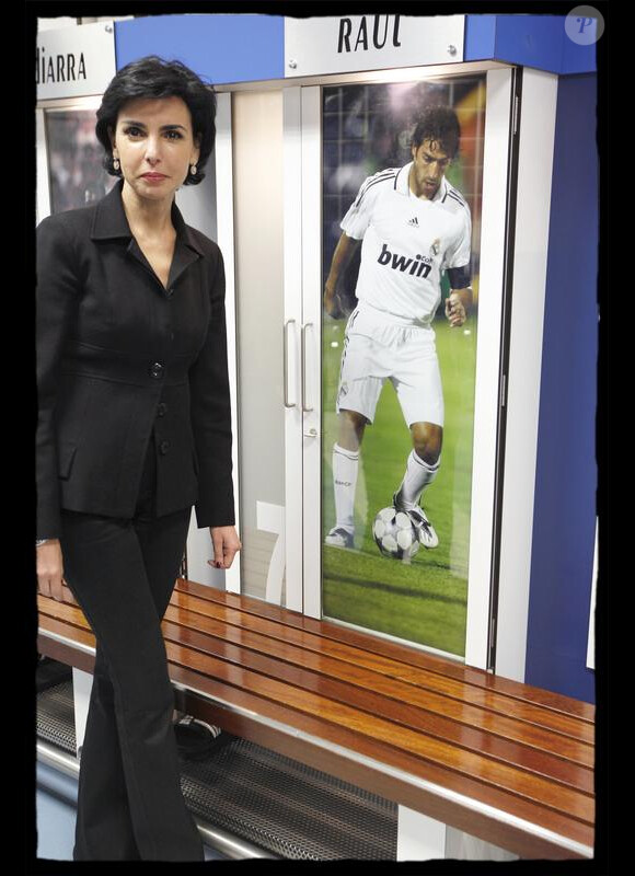 Rachida Dati au musée du stade Santiago Bernabéu, à Madrid. 26/04/2010