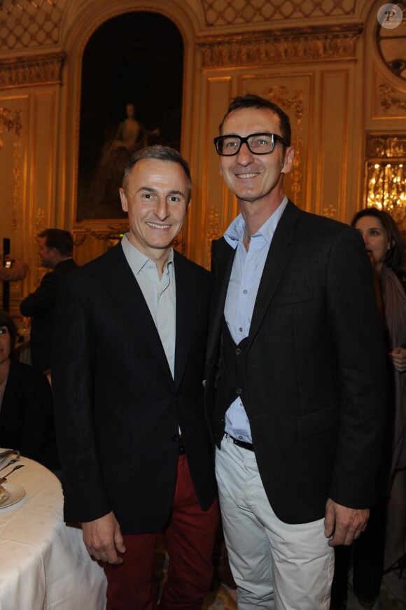 Hervé Van der Straeten et Bruno Frisoni au déjeuner de l'Hôtel Le Meurice, le 6 mai 2010.