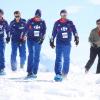 A Tignes, l'ambiance est au beau fixe pour le groupe France et Raymond Domenech, qui ont notamment fait l'ascension d'un glacier et une initation au biathlon...