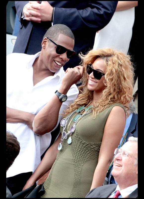Jay-Z et sa femme Beyoncé à Roland Garros, le 6 juin 2010