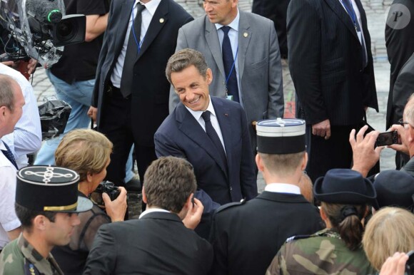 Nicolas Sarkozy lors du défilé à Paris, le 14 juillet 2010