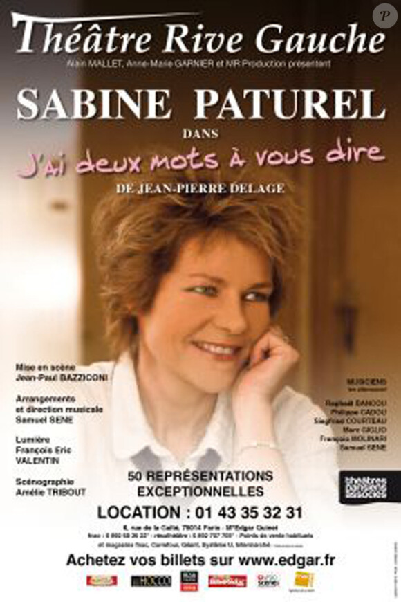 L'affiche du prochain spectacle de Sabine Paturel