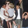 Angelina Jolie arrive à Séoul avec Pax, Maddox, Zahara et Shiloh, dans le cadre de la promo du film Salt. 27/07/2010