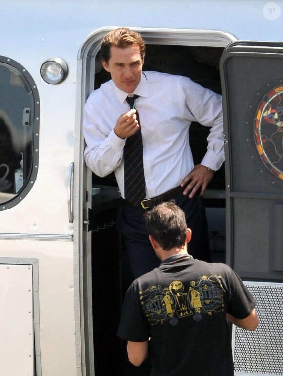 Matthew McConaughey sur le tournage de The Lincoln Lawyer, à Los Angeles, le 9 août 2010