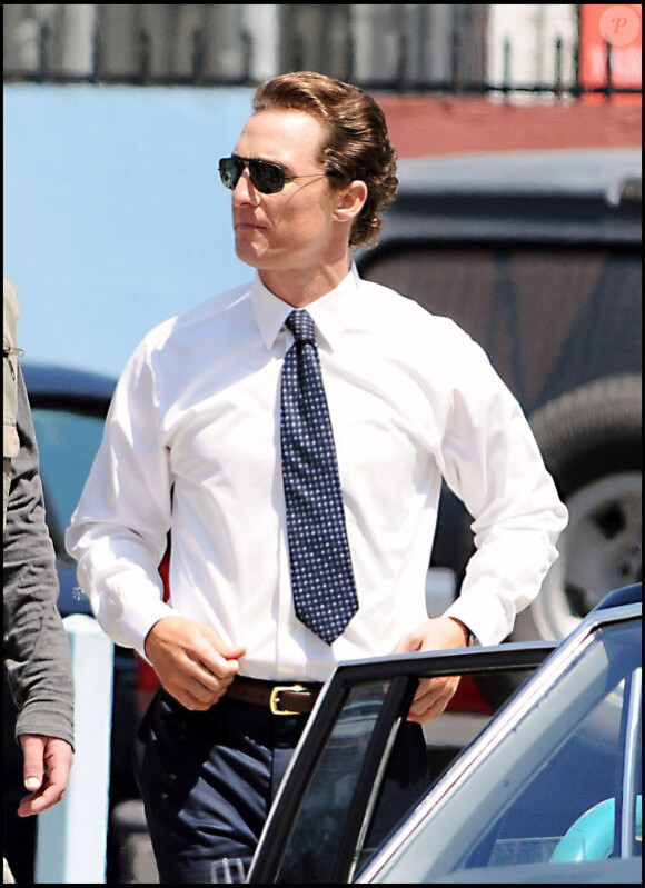 Matthew McConaughey tourne le film The Lawyer Lincoln à Los Angeles, jeudi 12 août.