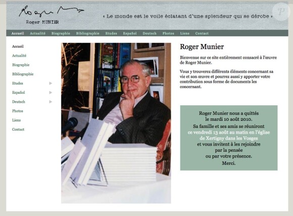 Roger Munier est décédé le 10 août 2010...