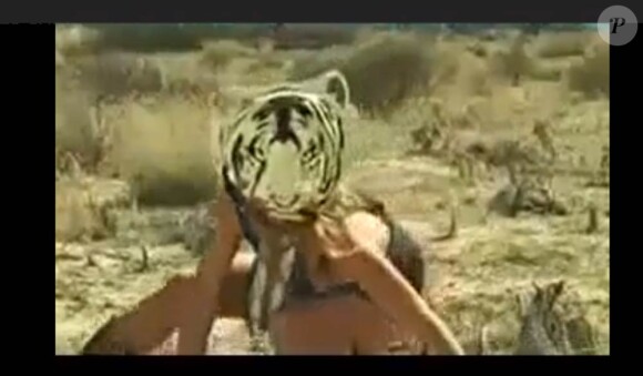 Dans le clip de Your love is my drug, Kesha arbore déjà le masque de tigre avec lequel elle déambulait dans New York, cette semaine.