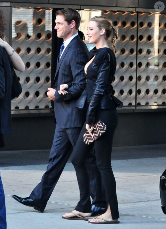 Blake Lively et Sam Page sur le tournage de Gossip Girl, le 31 août 2010