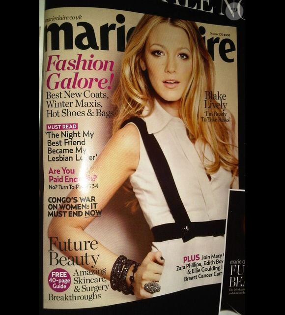 Blake Lively en couverture du magazine Marie-Claire du mois d'octobre 2010