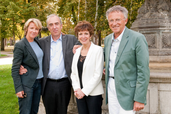 Ariane Massenet, Alain Baraton, Catherine Laborde et Nelson Monfort. (14 septembre 2010, Fête du Houblon au Pavillon Ledoyen)