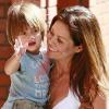 Brooke Burke et David Charvet, leur fille Heaven Rain et leur fils Shaya à la sortie du restaurant Toscana à Brentwood le 29 septembre 2010