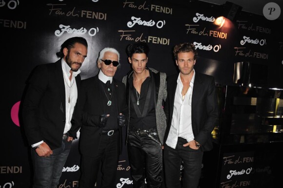 Karl Lagerfeld, Baptiste Giabiconi et des amis à la soirée Fendi au VIP Room le 3/10/2010