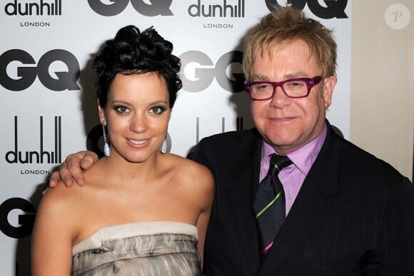Lily Allen et Elton John, aux GQ Awards à Londres, le 2 septembre 2008