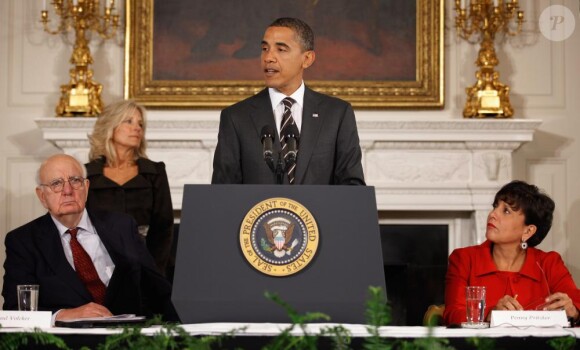 Barack Obama, président des Etats-Unis, en plein discours à La Maison Blanche, le 4 octobre 2010