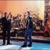 Johnny Hallyday et Eric Cantona, en 1998 pour le concert des Enfoirés.