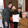 Patrick Fiori, Brian Jones et Mimie Mathy en pleine répétition pour Les Enfoirés en janvier 2001.