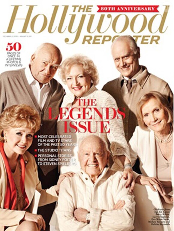Ed Asner, Betty White, Larry Hagman, Eva Marie Saint, Mickey Rooney et Debbie Reynolds pour le Hollywood Reporter, décembre 2010