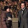 Jim Carrey et Carla Gugino, en plein tournage de Mr Popper's Penguins, à Central Park, à New York le 3 décembre 2010