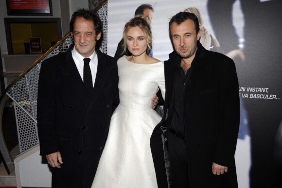 Vincent Lindon, Diane Kruger et Fred Cavayé, lors de la sortie du film Pour Elle, en 2008.