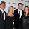 John Easterling, Olivia Newton-John, John Travolta et Kelly Preston lors du gala G'Day Black Tie à Hollywood le 22 janvier 2011