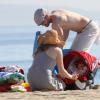 Amy Adams, son fiancé et leur fillette Aviana à la plage. Los Angeles, janvier 2011