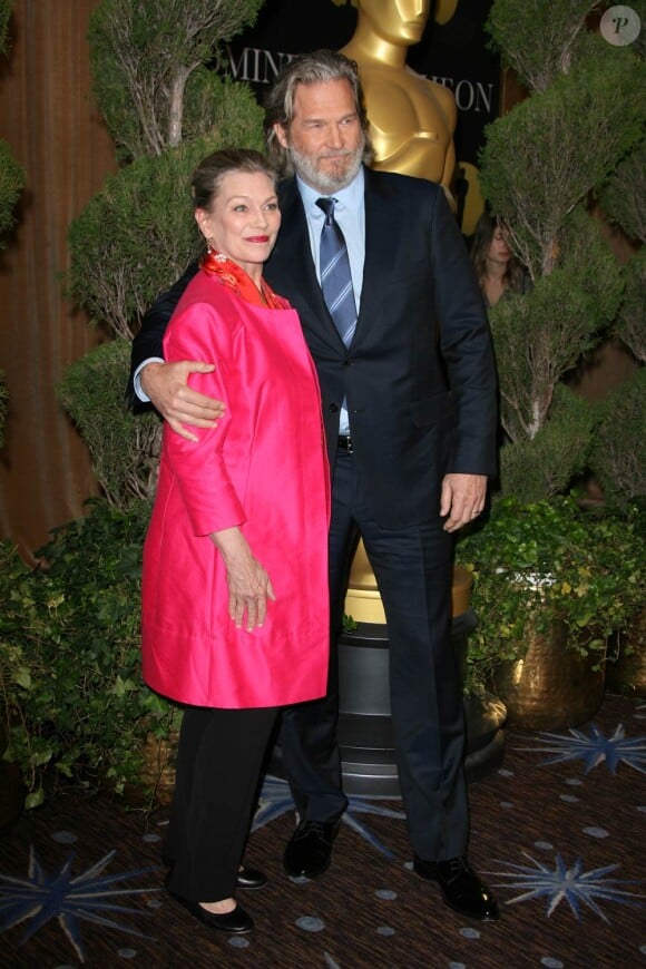 Jeff Bridges et sa femme Susan lors du déjeuner des nominés des Oscars, au Beverly Hilton de Beverly Hills, à Los Angeles, le 7 février 2011.
