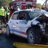 La voiture de Robert Kubica après son accident lors d'un rallye italien le 6 février 2011