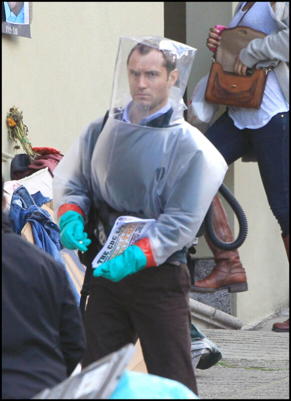 Jude Law en plein tournage du film Contagion à San Francisco le 13 février 2011