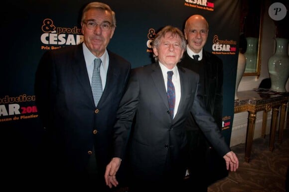 Roman Polanski et le producteur Alain Sarde à la remise du 4e Prix Toscan du Plantier, à Paris, le 21 février 2011