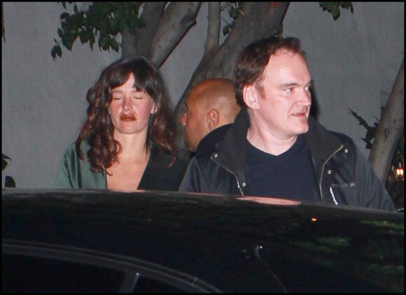 Quentin Tarantino et Paz de la Huerta à la sortie de l'after party des Oscars, le 27 février 2011 à Los Angeles