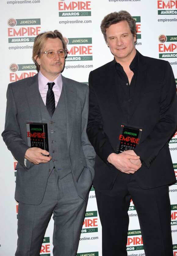 Gary Oldman et Colin Firth lors des Jameson Empire Film Awards, au Grosvenor House Hotel, à Londres, le 27 mars 2011.