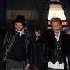 Lancement de l'album Jamais seul, au Virgin megastore des Champs-Elysées : Johnny Hallyday et Matthieu Chedid