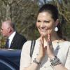 La princesse Victoria de Suède était en visite sur l'île de Gotland, le 15 avril 2011, toujours aussi enthousiaste.