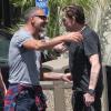 Johnny Hallyday rencontre son ami Christian Audigier à Los Angeles. 15 avril 2011