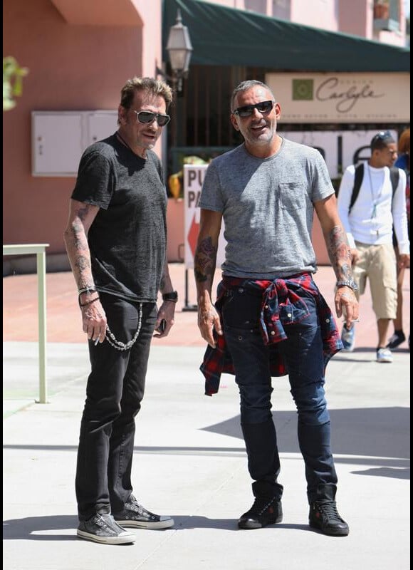 Johnny Hallyday et Christian Audigier à Los Angeles. 15 avril 2011