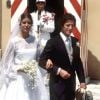 Pour son premier mariage avec Philippe Jugnot, Caroline de Monaco a choisi une robe simple et sans chichis... Monaco, 19 juin 1978