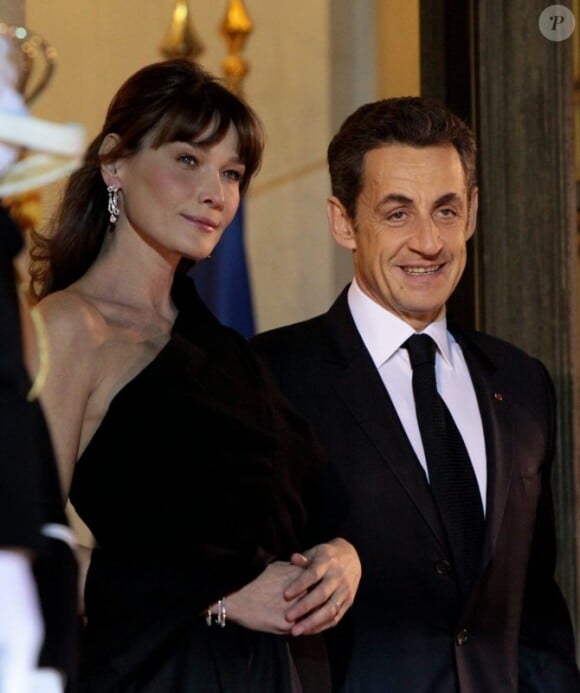 Carla Bruni-Sarkozy et Nicolas Sarkozy, le 2 mars 2011, à l'Elysée (Paris). 