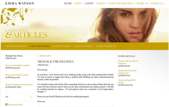 Site officiel d'Emma Watson