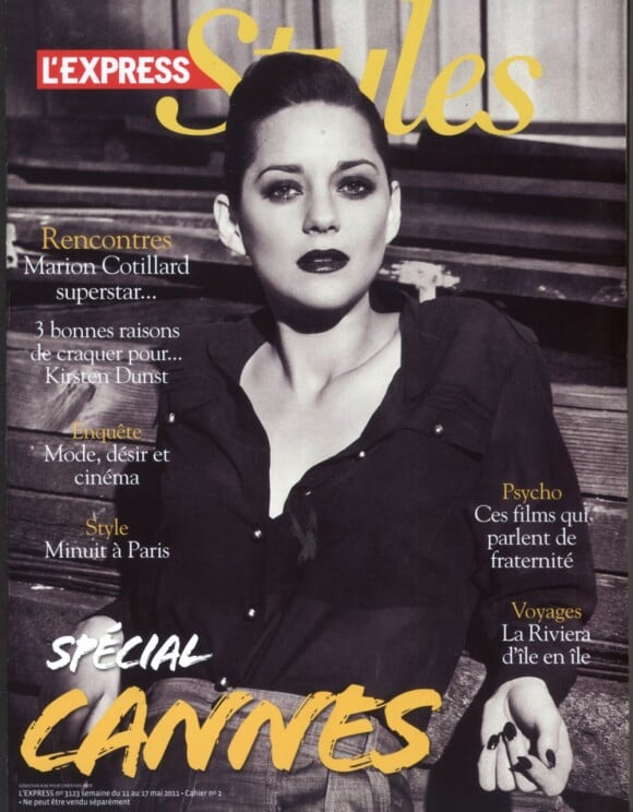 Marion Cotillard en couverture du supplément Styles de L'Express du 11 mai 2011