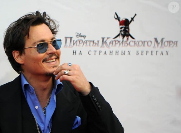 Johnny Depp à l'occasion de l'avant-première mondiale de Pirates des Caraïbes - La Fontaine de Jouvence, à Moscou, le 11 mai 2011.