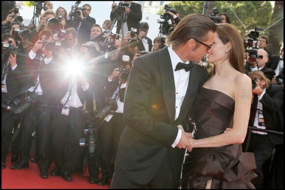 Brad Pitt et Angelina Jolie à l'occasion de la présentation de The Tree of Life, au 64e Festival de Cannes, le 16 mai 2011.