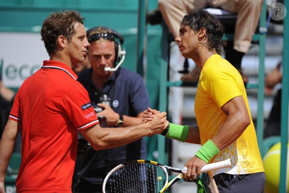 Comme à Monte-Carlo au mois d'avril (photo), c'est Rafael Nadal qui a stoppé le parcours de Richard Gasquet au Masters de Rome en mai.